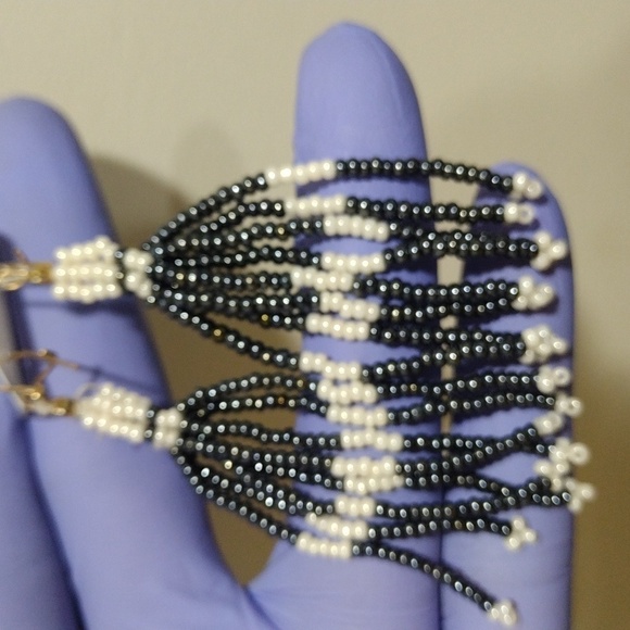 Women's Gold-tone Kidney Wire Colorful Beads Fringe /Chandelier drop Earrings #2 - Picture 3 of 5